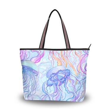 Imagem de ColourLife Bolsa feminina com alça superior colorida de coral, bolsa de ombro, Multicolorido., Large