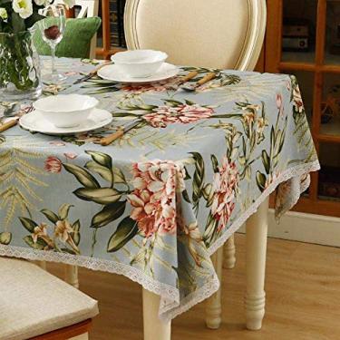 Imagem de toalhas de mesa estampadas de estilo simples oblongo imprimir toalha de mesa de design para mesa de cozinha de jantar cobre flores de renda 130 × 180cm