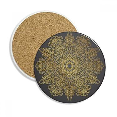 Imagem de Caneca tailandesa de cultura alfandegária espalhada em folha dourada copo copo copo de proteção de mesa pedra absorvente