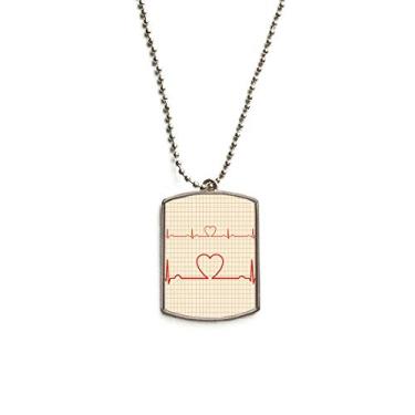 Imagem de DIYthinker Colar para animais de estimação com pingente de corrente de aço inoxidável com design de coração com eletrocardiograma