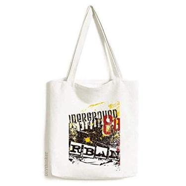 Imagem de Graffiti Street, preto, laranja, estampa urbana, sacola de compras, bolsa casual