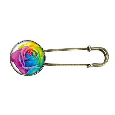 Imagem de Broche de metal retrô LGBT flor lésbica arco-íris gay joia