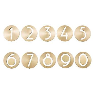Imagem de Número de placa de casa flutuante 3D de 6,3 cm, placa de porta de hotel, porta de casa, adesivo digital para endereço externo de latão para placa de 0 a 9, símbolos decorativos dourados de parede, antiferrugem, durável, 1 peça