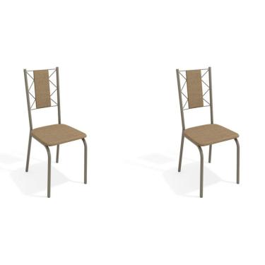 Imagem de Conjunto com 2 Cadeiras Lisboa Nickel e Capuccino