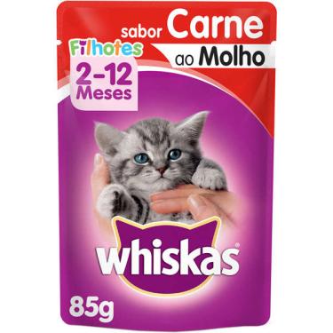 Imagem de Ração Úmida Whiskas Sachê Carne ao Molho para Gatos Filhotes - 85 g