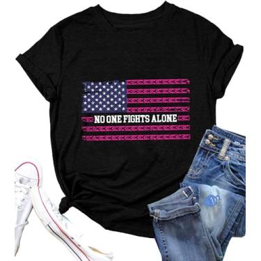 Imagem de Camiseta feminina de conscientização do câncer de mama com fita rosa inspiration in October We Wear Pink, Bandeira, XXG