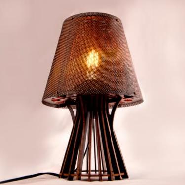 Imagem de Abajur Luminária Mesa Madeira MDF Sala Quarto Criado Mudo (tabaco, cônica)