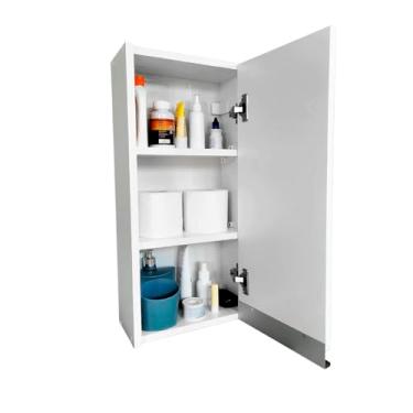 Imagem de Armário Aéreo Estreito 30cm Para Remédios/Banheiro Lavação (Porta Direita, Branco)