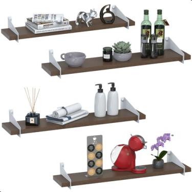 Imagem de 4 Prateleiras De Madeira Estilo Industrial Suspensa Max60bm - MetalCro