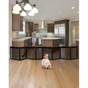 Imagem de Patywaga Cercadinho De Portão Extra Largo Para Bebês Com Malha Resistente Ao Calor, Cerca Dobrável Para Bebês De 8 Painéis, Barreira De Segurança Interna/Externa, Cercadinho Para Cães E Portão Para