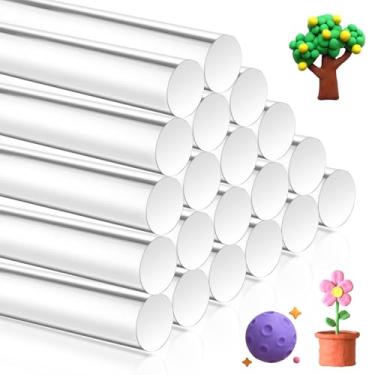 Imagem de Aemygo 20 Pcs Acrylic Clay Roller, 6.5 Inch Round Tube Roller Pin Plastic Rolling Polymer Clay Tools Clear Clay Bar Bulk for DIY Handmade, Art Craft DIY