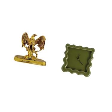 Imagem de Fenteer Estatueta Quadrada Escultura Arte Moderna Relógio Ornamento Estátua de Resina Decoração para Casa para Mesa Escritório Sala de Jantar Armário Banheiro