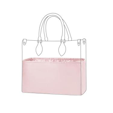 Imagem de DGAZ Organizador de bolsa de mão de seda para bolsas LV ONTHEGO, organizador de bolsa macio e sedoso, bolsa de mão de luxo e modelador de bolsa (rosa, BB)