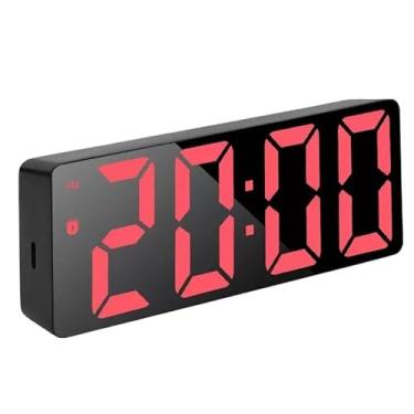 Imagem de Relógio Despertador Digital De Mesa 16X2.5X6cm Alarme Temperatura Pilha AAA Usb Preto Com Led(Preto Com Led Vermelha)