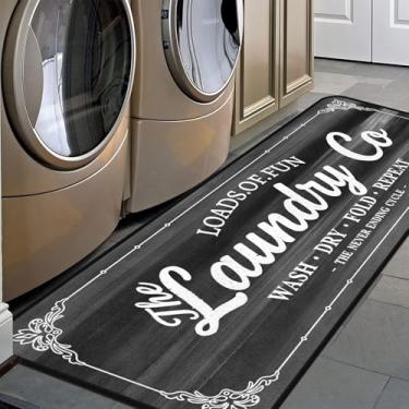 Imagem de Tapete longo para lavanderia tapete de área antiderrapante tapete impermeável para casa de fazenda para cozinha 182,88 cm x 60,96 cm (azul-3)