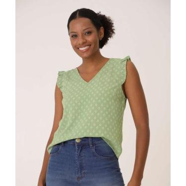 Imagem de Blusa Feminina Estampada Sem Manga Marisa-19002, Verde, P