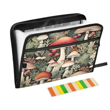 Imagem de Wassud Cogumelos e vegetação 13 bolsos organizador de arquivos sanfonado pastas expansíveis com abas e adesivos, tamanho carta a4 papel recibo documento pasta organizador para viagens de escritório