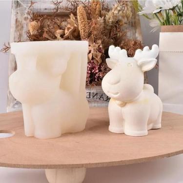 Imagem de Diy natal elk vela molde de silicone bonito tridimensional animal elk 