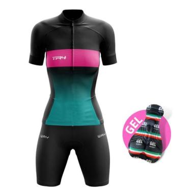 Imagem de Conjunto Ciclismo Feminino Camisa WAY PRO Manga Curta e Bermuda GEL BI