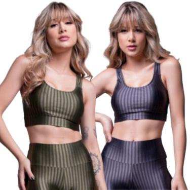 Imagem de KIT 2 Top de Academia New Zig 3D Serra e Mar Roupa de Treino Alta compressão Moda Fitnees Feminina-Feminino