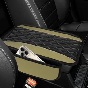 Imagem de wuyaoyao Capa de console central de carro, 30 cm x 19 cm à prova d'água de couro protetor de braço automotivo com bolsos laterais, almofada de descanso de braço de veículo elegante e confortável