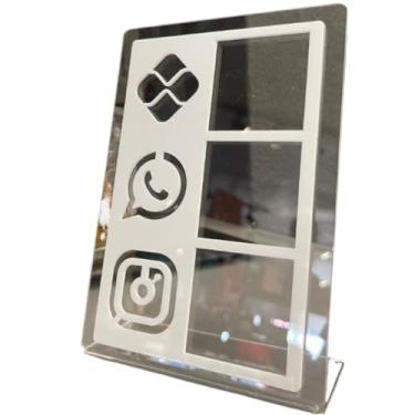 Imagem de Placa Display Acrílica 3 em Qr Code Mesa Balção Acrilico Loja Estabelecimento(Branco)