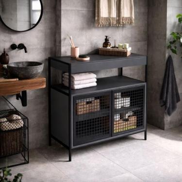 Imagem de Gabinete de Banheiro Balcão Sem Cuba Organizador Com Portas - LaCasaMi