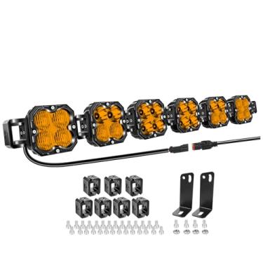 Imagem de Willpower Barra de luz LED de trabalho de 101,6 cm, 180 W, 18000 lm, com conector DT, luzes de neblina quadradas off-road de 12 V 24 V, para carro, caminhão, trator barco 4 x 4, âmbar 3000K, farol à