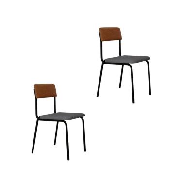 Imagem de Cadeira Fit Fixa C/4 Pes 475 X 505 X 810 Mm C/2 Un. Crt.cinza/courino Caramelo Crt Cinza Claro/courino Caramelo