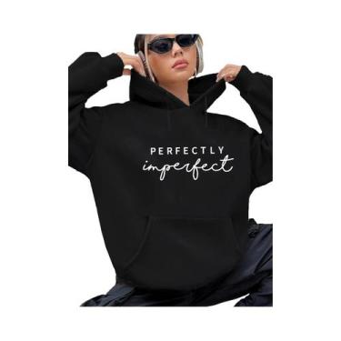 Imagem de Moletom Feminino Quente E Solto Com Capuz Em Suede Estampado, Mangas L