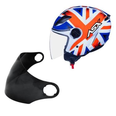 Imagem de Capacete Inglaterra Asx Aberto City Air + Viseira Fume, BRANCO VERMELH