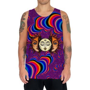 Imagem de Camiseta Regata Sol E Lua Psicodélico Colorido Vibe Hippie - Estilo Vi