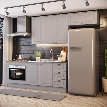 Imagem de Cozinha 4 Peças Com Módulo De Forno De Embutir Amy Casa 812 Cinza