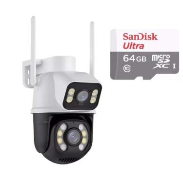 Imagem de Câmera Importada Wi-fi Smart Lente Dupla Externa Cartão de Memória 64g