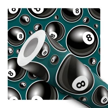 Imagem de Papel de Parede Adesivo Bola Bilhar Sinuca Fundo Verde Sala de Jogos M