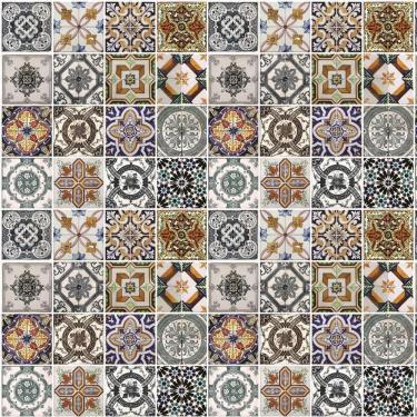 Imagem de Papel De Parede Azulejo Tons Marrom Adesivo Cozinha Banheiro