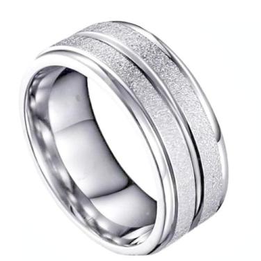 Imagem de Aliança Namoro Prata Risco Friso Brilhos 6mm Namorados Casal Tungsteni