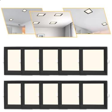 Imagem de 10 Plafon Painel Embutir Teto De Led 24w Quadrado Preto