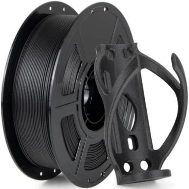 Imagem de IEMAI Filamento de fibra de vidro PETG 1,75 mm, carretel preto aprimorado PETG-GF de 1 kg, alta resistência e rigidez, filamento de impressora 3D resistente ao calor e impacto para peças industriais e