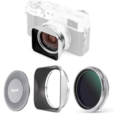 Imagem de Kase Kit De Filtro Proteção Uv Mcuv Com Para-Sol Lente Quadrado Metal E Tampa Magnética Para Câmeras Fujifilm Série X100 X100, X100S, X100F, X100T, X100V, X100Vi - Prata