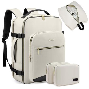 Imagem de Mochila de viagem LOVEVOOK 40L para mulheres e homens, laptop de 17 polegadas, bege