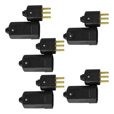 Imagem de 2X Kit 10Pçs- Tomada Fêmea E Plugue Macho Com 3 Pinos 10A Pr