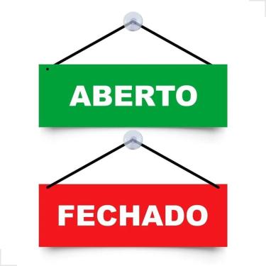 Imagem de 2X Placa Para Porta Aberto E Fechado Com Cordão E Ventosa 10
