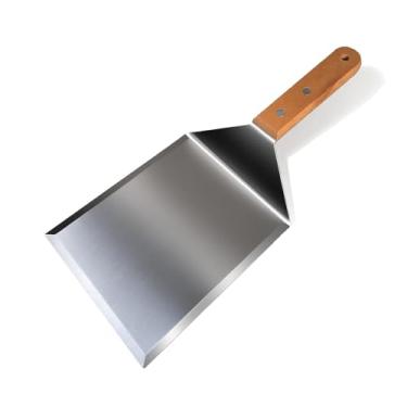Imagem de vriysei Espátula grande, espátula profissional para hambúrguer – Espátula extra larga de 15 x 12,7 cm com cabo de madeira, resistente para grelhar, hambúrgueres e panquecas (1)