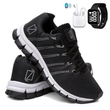 Imagem de Tênis Masculino Para Corrida Academia Caminhada Confortável Super Leve + Fone + Relógio-Masculino