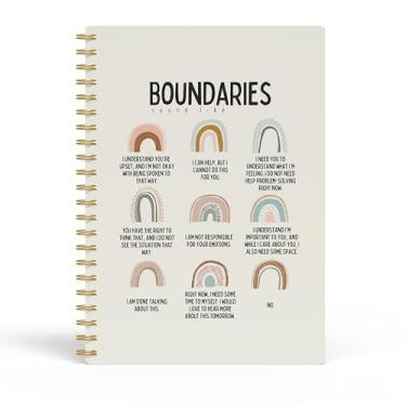 Imagem de Evcprz Boundaries Caderno espiral de saúde mental, diário de saúde mental para mulheres, decoração de escritório de terapia, itens essenciais para consultoria, cadernos de psicologia arco-íris Boho 14