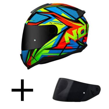 Imagem de Capacete Norisk Razor Sharp Preto e Amarelo Mais Viseira Fumê, 60
