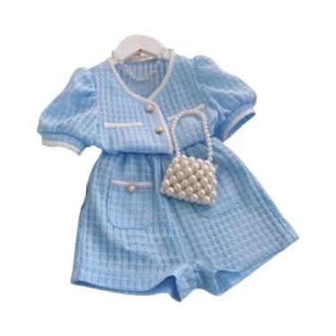 Imagem de Conjunto De Roupas Casuais De Verão Para Meninas, Blusa De Manga Curta