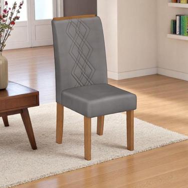 Imagem de Kit 02 Cadeiras De Jantar Estofada Ayla Freijó Veludo Lunar- Mabe Magazine