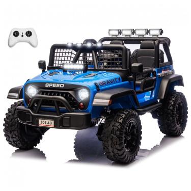 Imagem de Carro Elétrico Infantil Sopbost Azul 24V 2 Lugares 4 Motores 4WD Pneus EVA Controle Bluetooth LED Off-Road